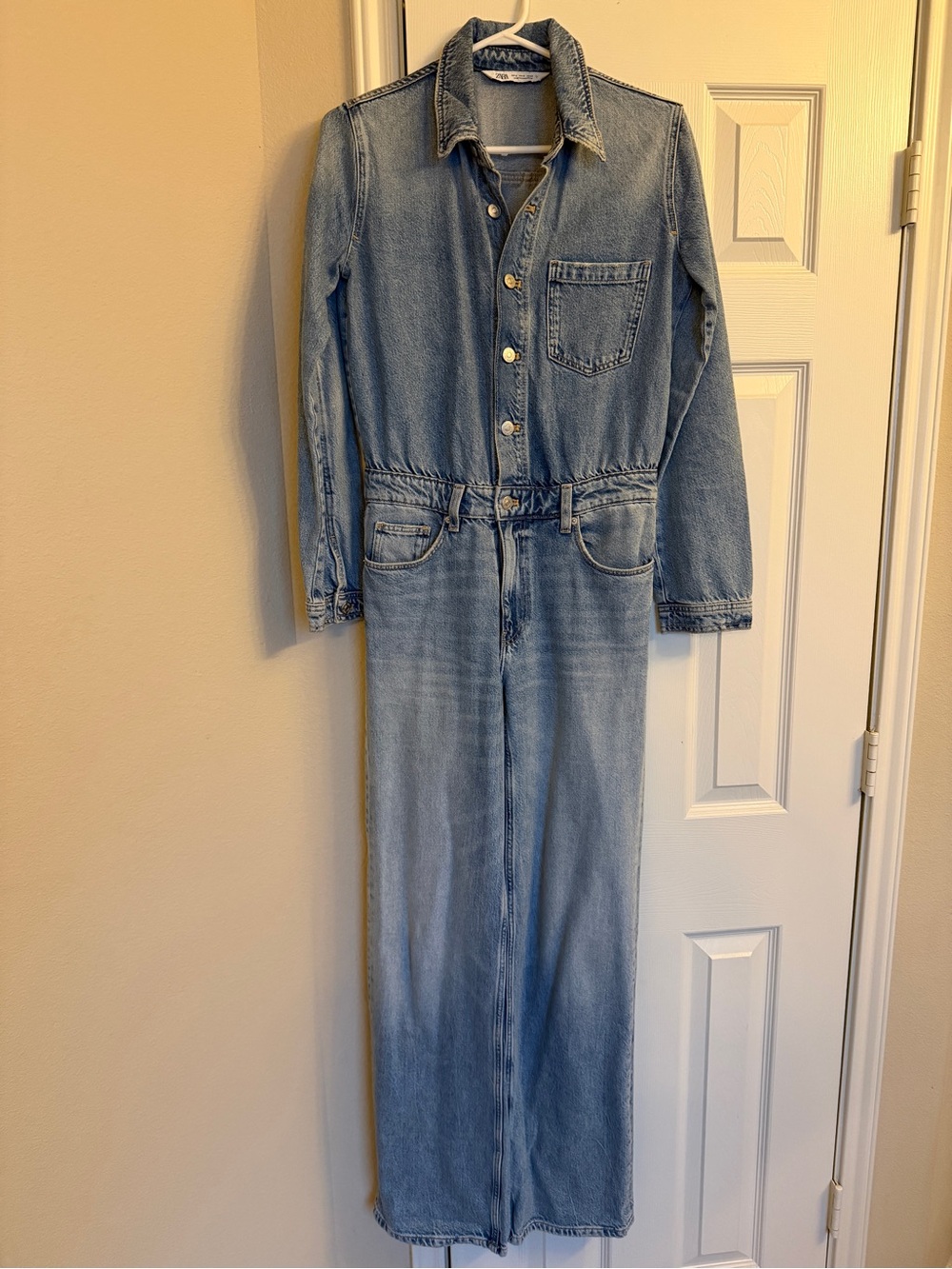 Zara Light Blue Denim Jeans Jumpsuit Overalls SMALL